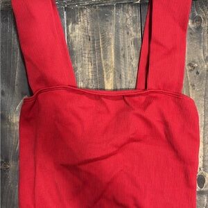 Red Ribbed Tank Top - Unbranded